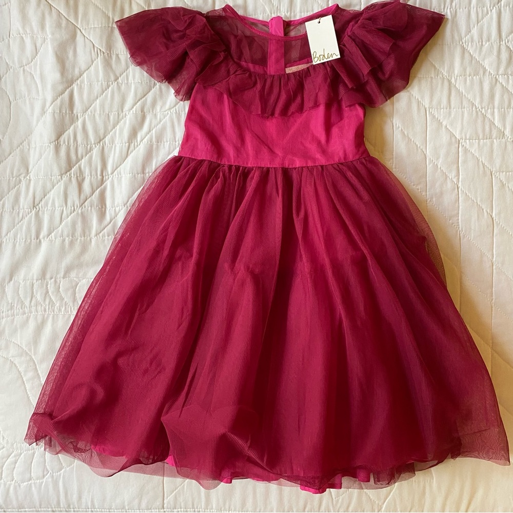 Mini Boden Frilly Tulle Dress 6-7, Magenta